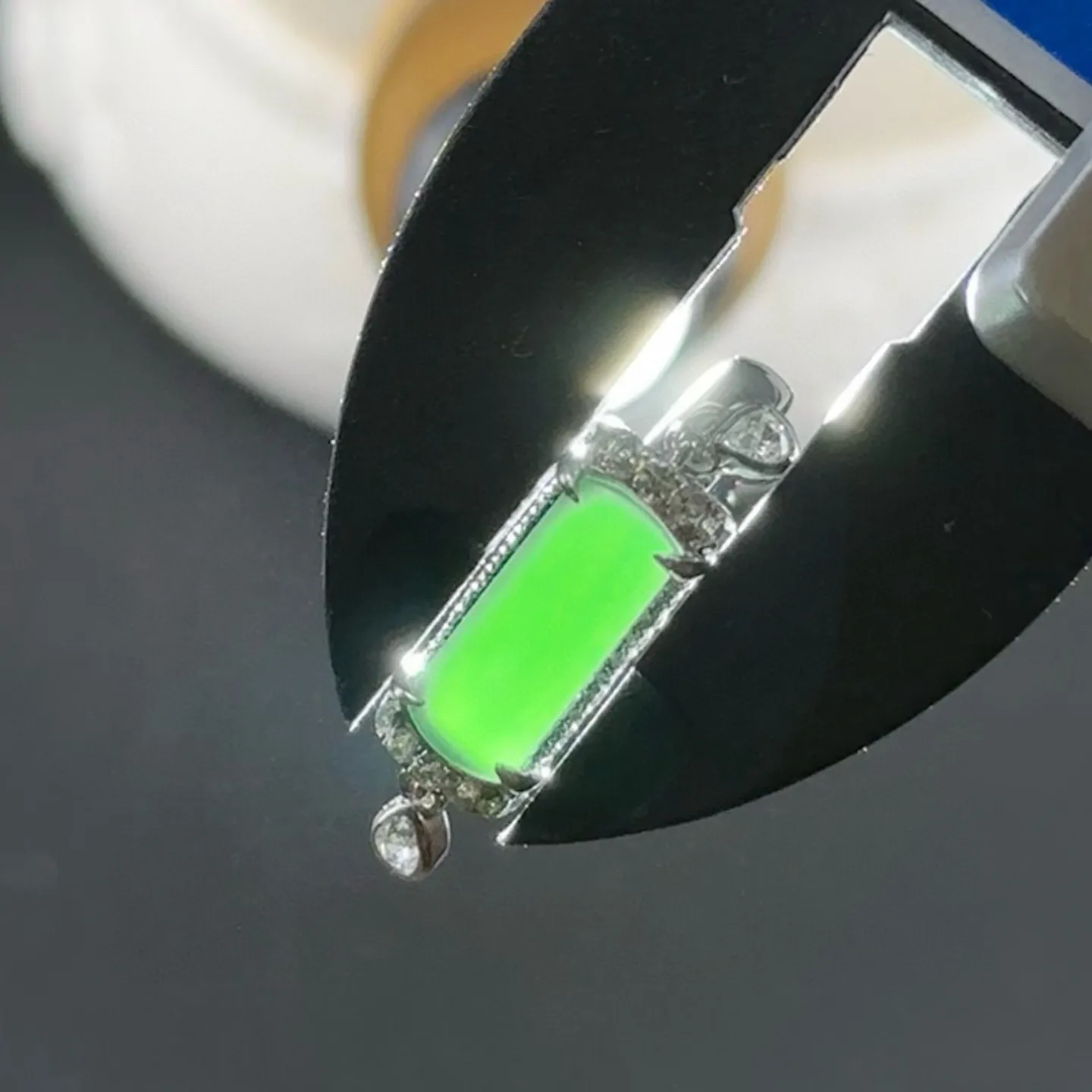 精品18k墨翠马鞍女戒 种好色正 重金豪镶 精致百搭 尺寸11.2