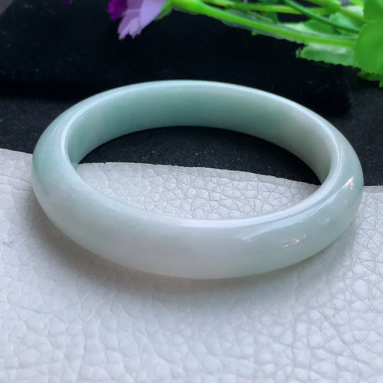 nr自然光59*12.8*9平安镯 天然翡翠A货玉手镯清新清爽宽边玉手环