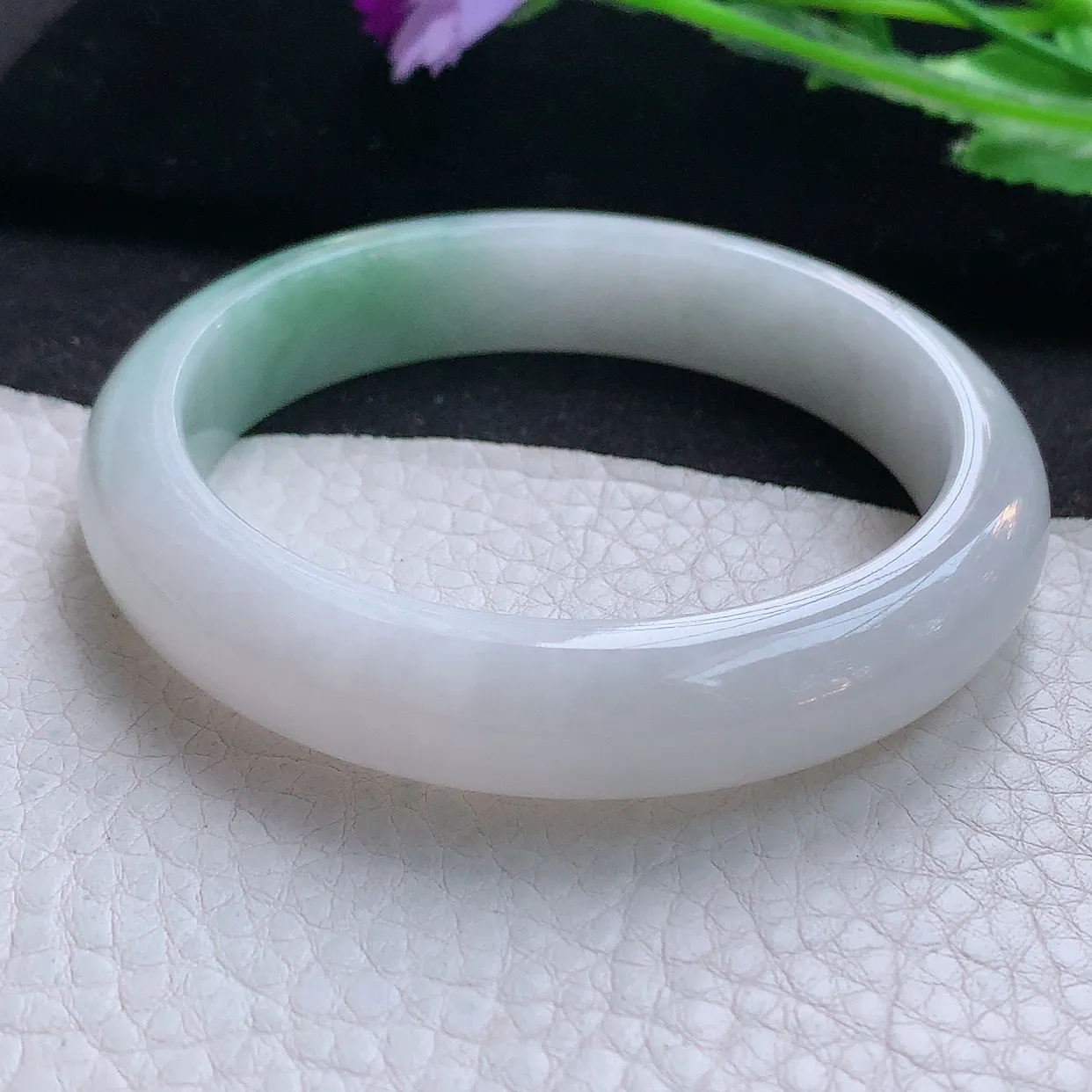 ee小圈口51*12.2*8平安镯 天然翡翠A货玉手镯清新水润宽边玉手环