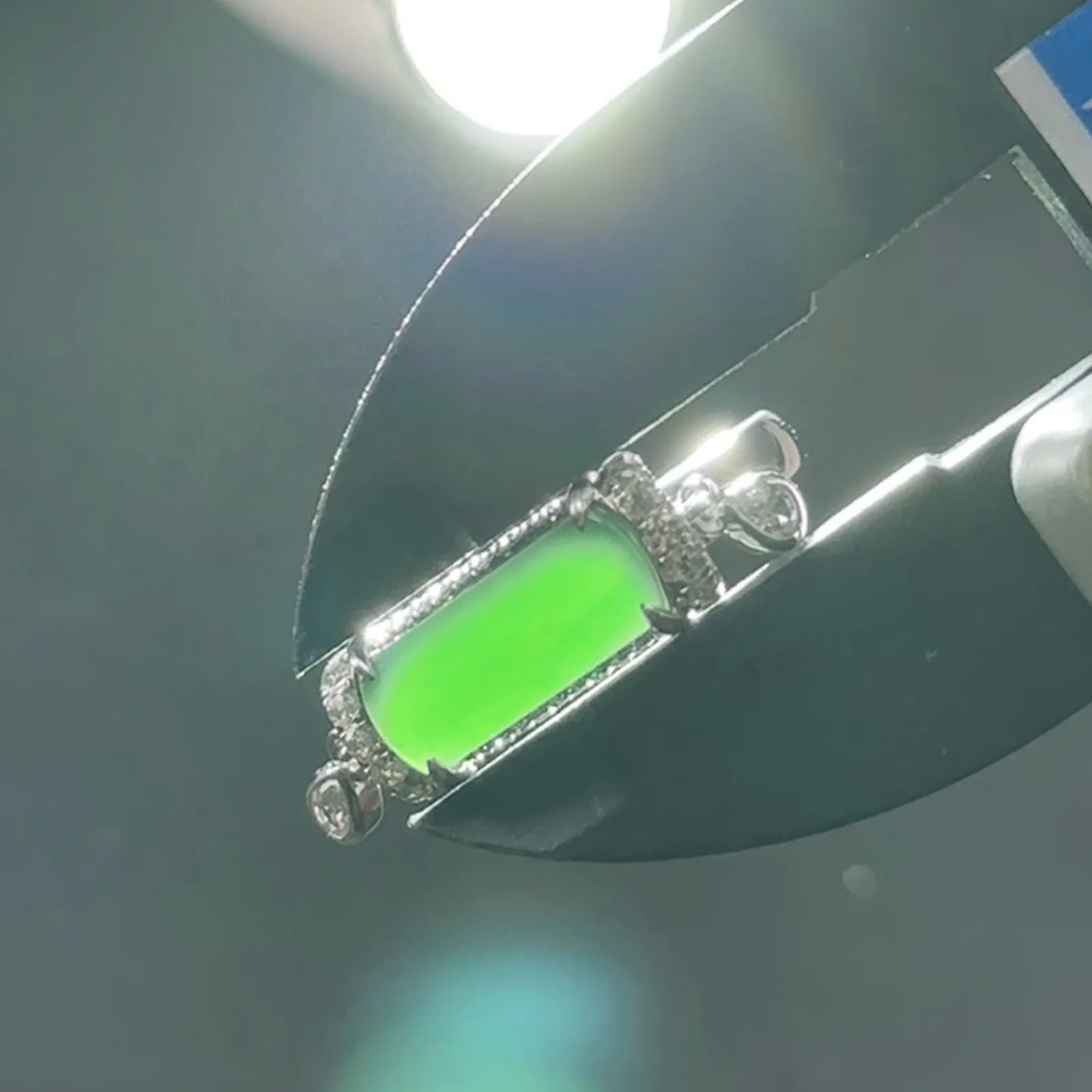 精品18k墨翠马鞍女戒 种好色正 重金豪镶 精致百搭 尺寸11.2