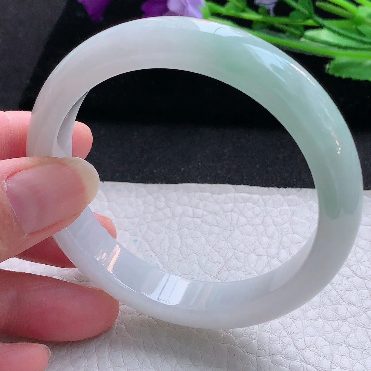 ee小圈口51*12.2*8平安镯 天然翡翠A货玉手镯清新水润宽边玉手环