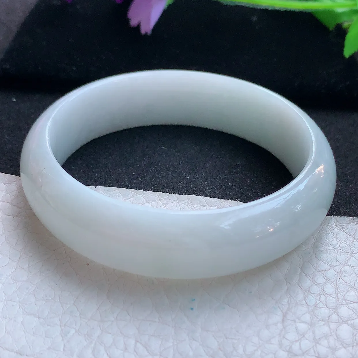 ll大圈口59.5*16.8*8.2轮胎镯 天然翡翠A货玉手镯白月光纯美宽边玉手环