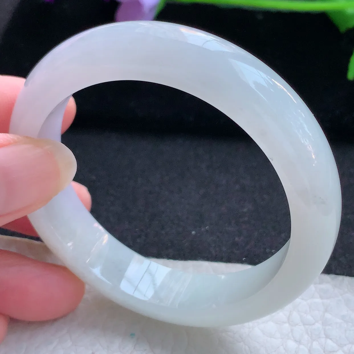 ll小圈口52.5*13*8平安镯 天然翡翠A货玉手镯招财纯美宽边玉手环