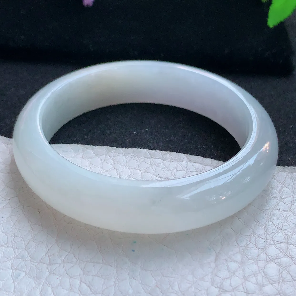 ll小圈口52.5*13*8平安镯 天然翡翠A货玉手镯招财纯美宽边玉手环