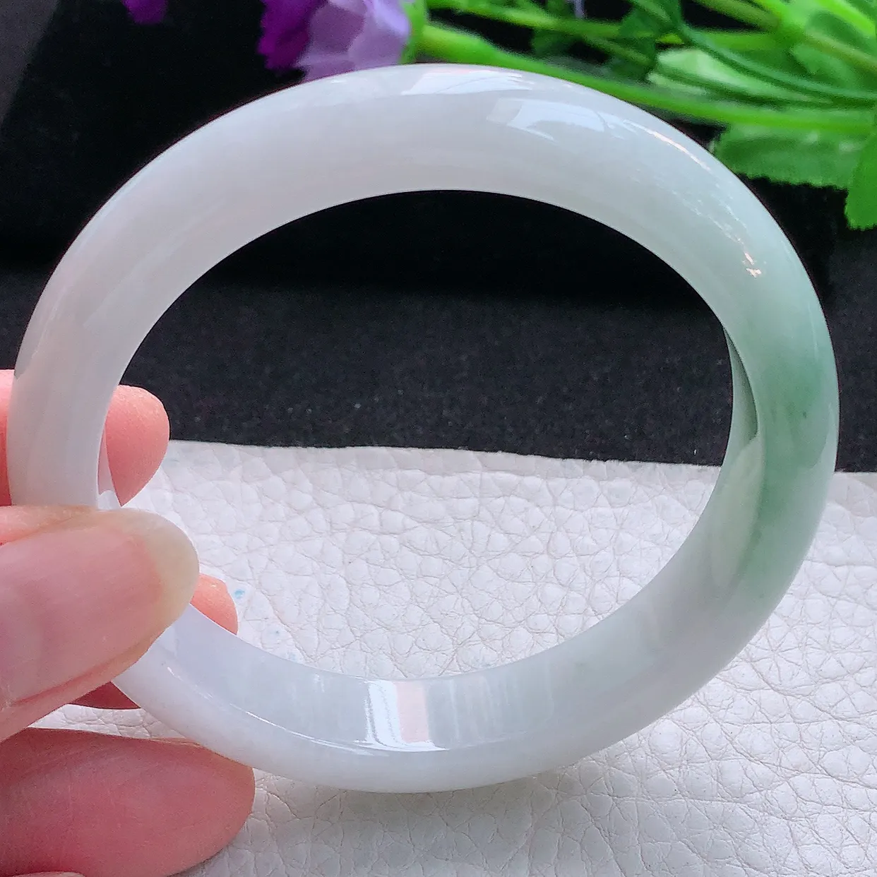 ee小圈口51*12.2*8平安镯 天然翡翠A货玉手镯清新水润宽边玉手环