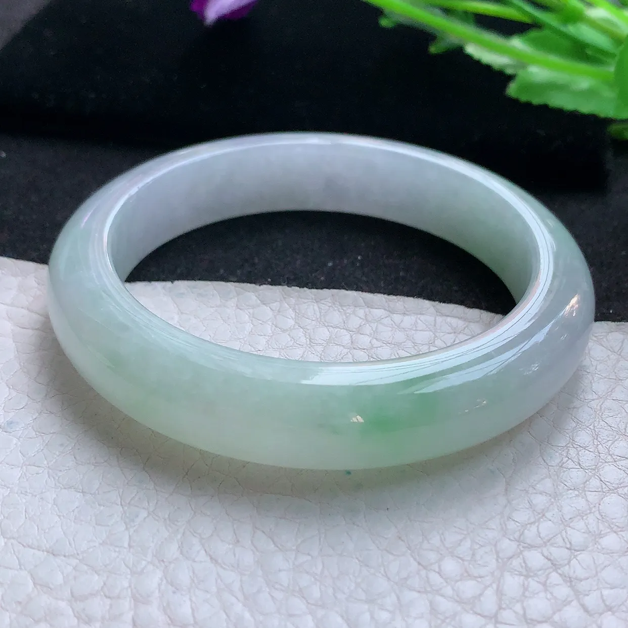 hy自然光56*12.3*8.6平安镯 天然翡翠A货玉手镯清秀宽边玉手环