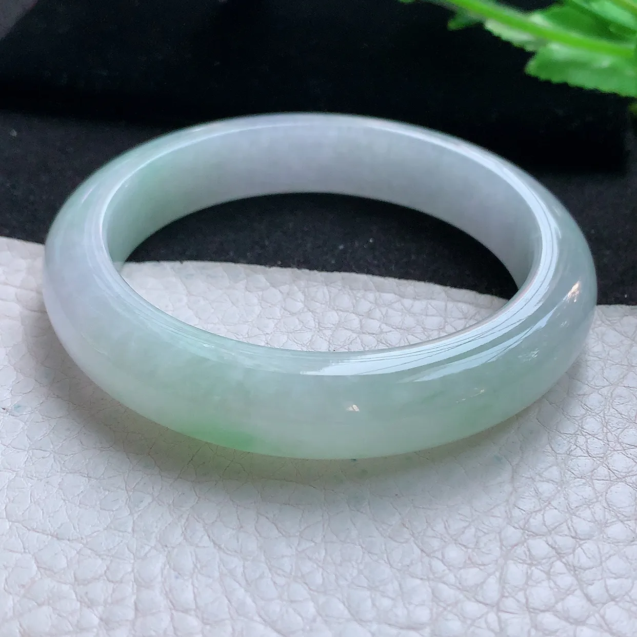 hy自然光56*12.3*8.6平安镯 天然翡翠A货玉手镯清秀宽边玉手环