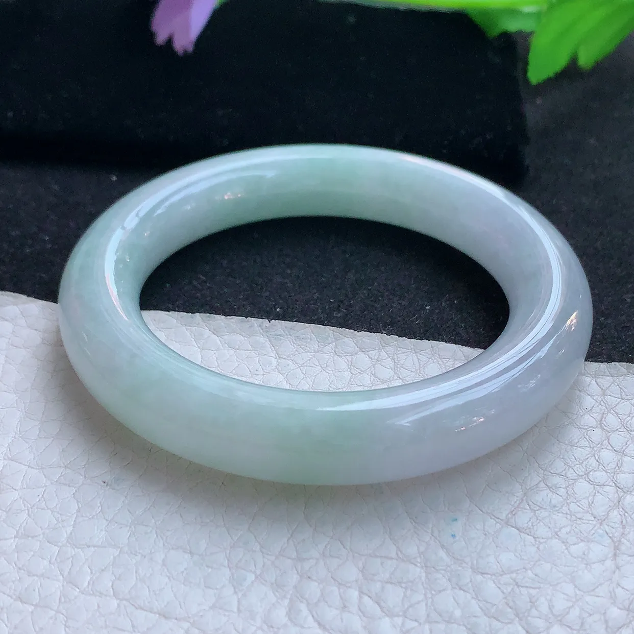 js小圈口52*11.8*11胖圆镯 天然翡翠A货玉手镯淡春带彩福镯 玉手环