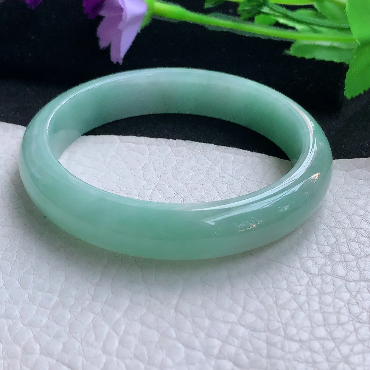 nr自然光58*12.5*7.5平安镯 缅甸翡翠A货玉手镯水绿宽边玉手环