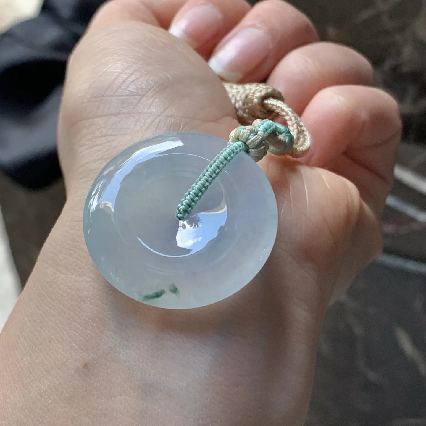 蓝花平安扣^_^玉质温润 细腻