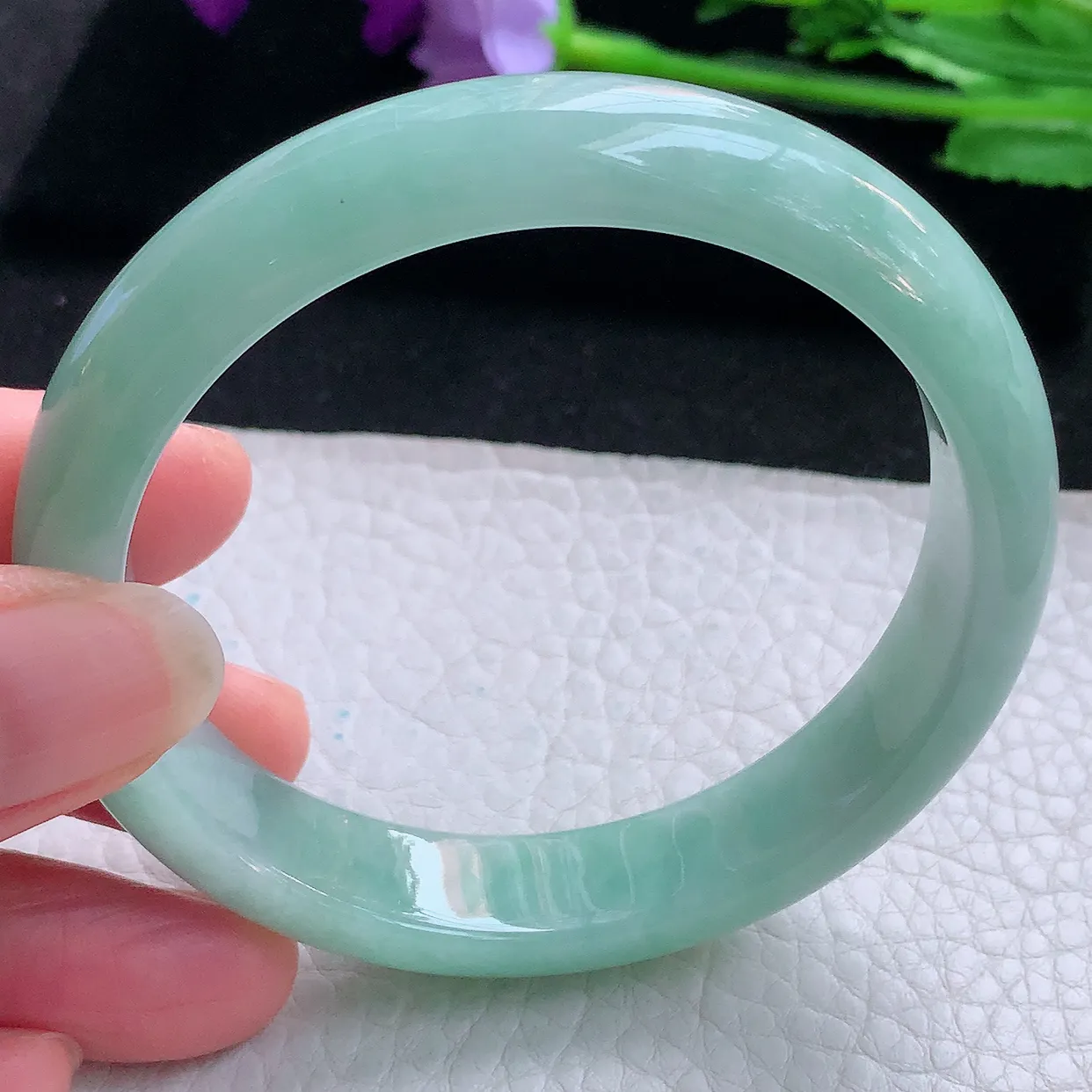 nr自然光58*12.5*7.5平安镯 缅甸翡翠A货玉手镯水绿宽边玉手环