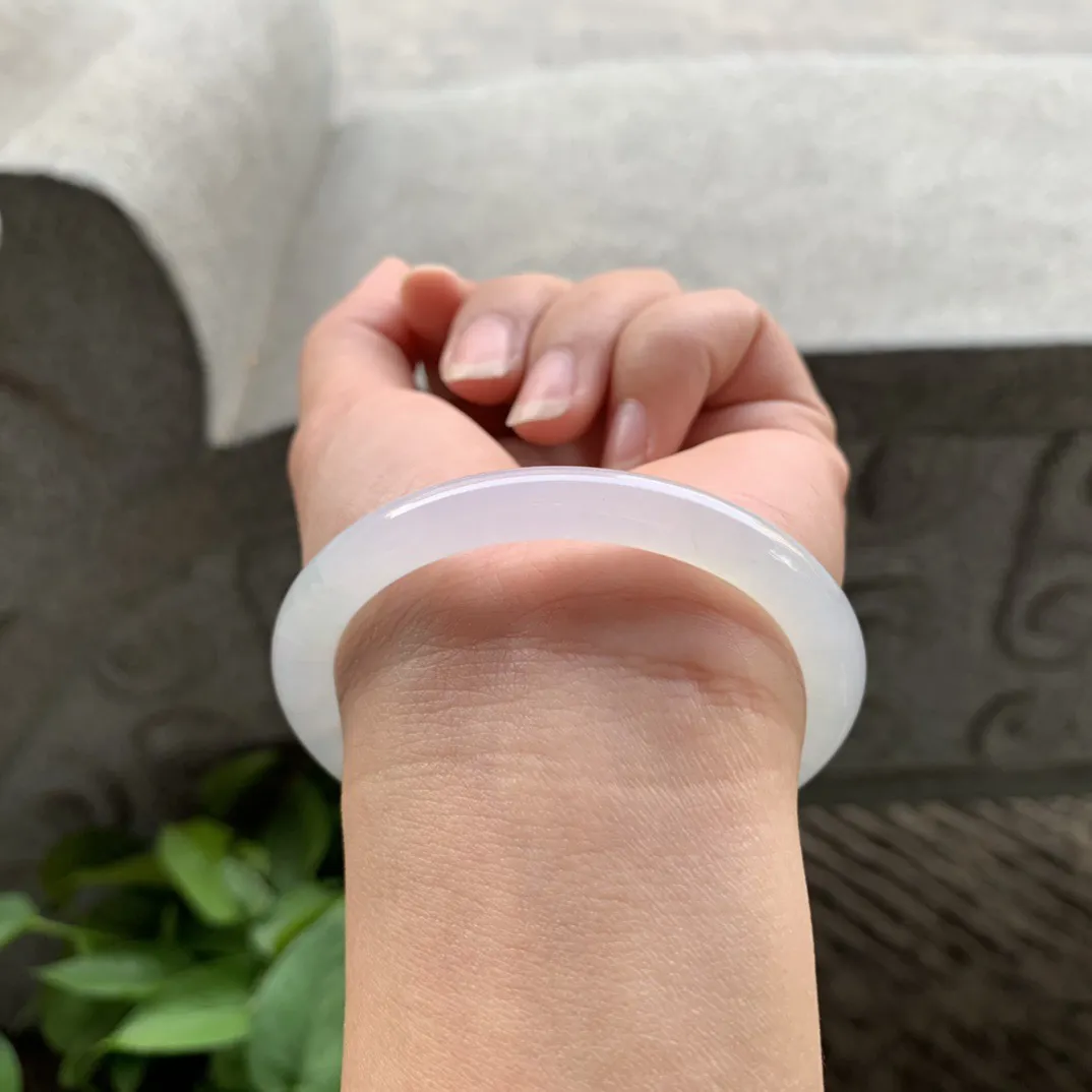 小圈口 53.3-45.8-7.1【冰种白贵妃圆条手镯】贵妃53 54可戴