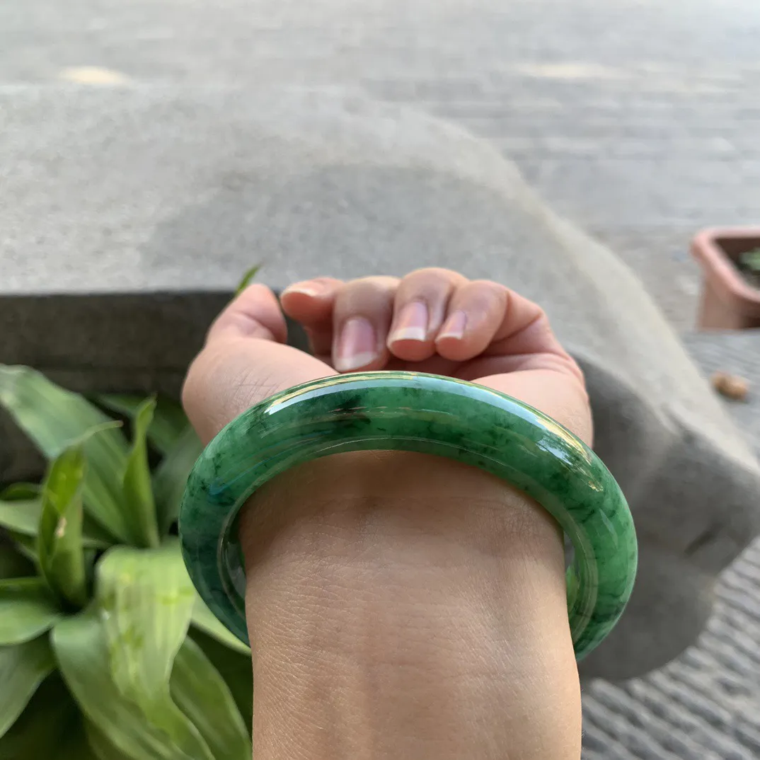 大圈口59.6-11.9-9.9 【满辣绿正圈手镯】正圈59 60可戴
