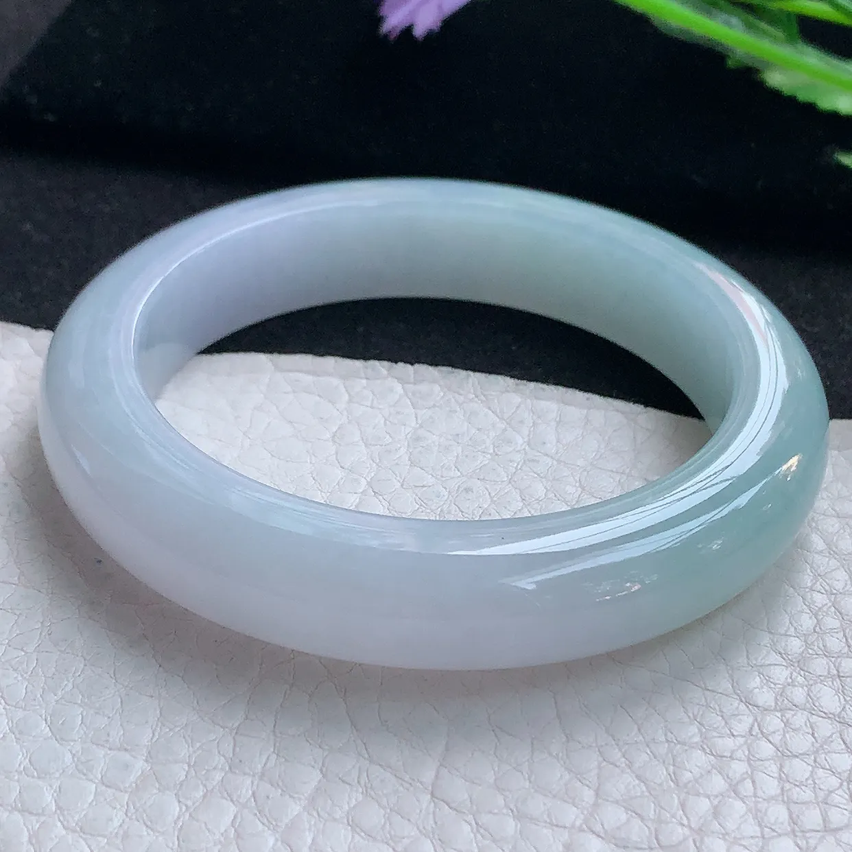 hy自然光56*12.3*9.5平安镯 缅甸翡翠A货玉手镯淡雅清新厚装宽边玉手环