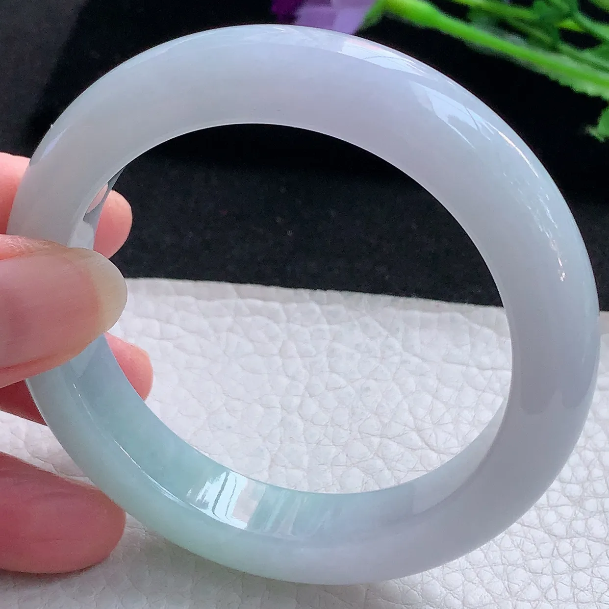 hy自然光56*12.3*9.5平安镯 缅甸翡翠A货玉手镯淡雅清新厚装宽边玉手环