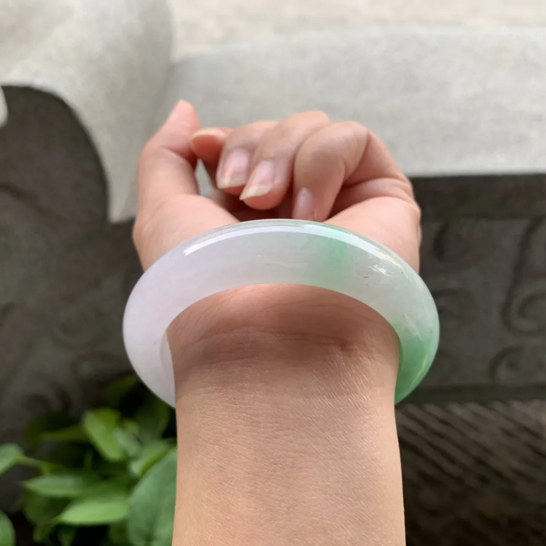 小圈口 53.6-13.4-9.2【飘阳绿正圈手镯】正圈53 54可戴
