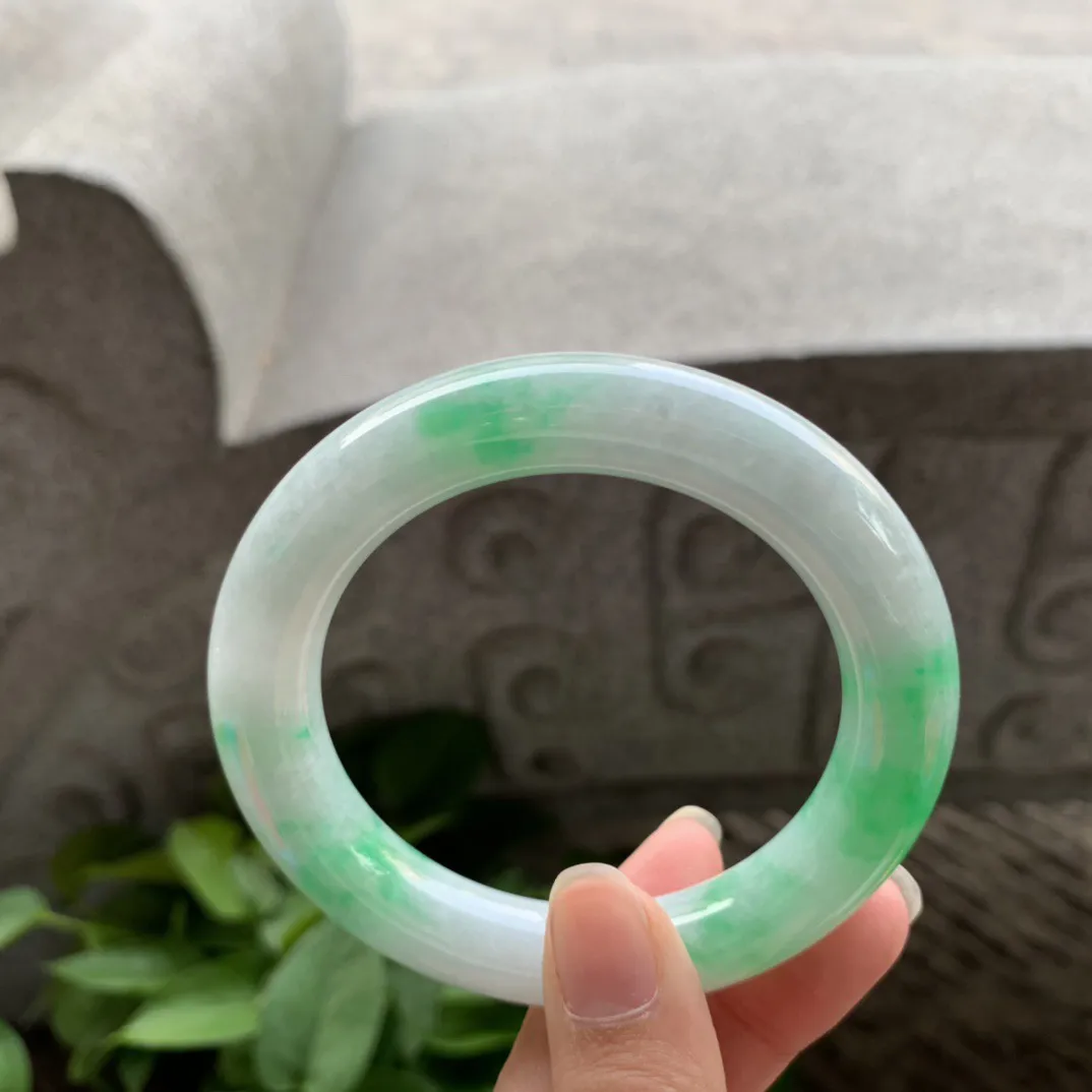 圈口 55-11.7【飘阳绿圆条手镯】圆条55 56可戴