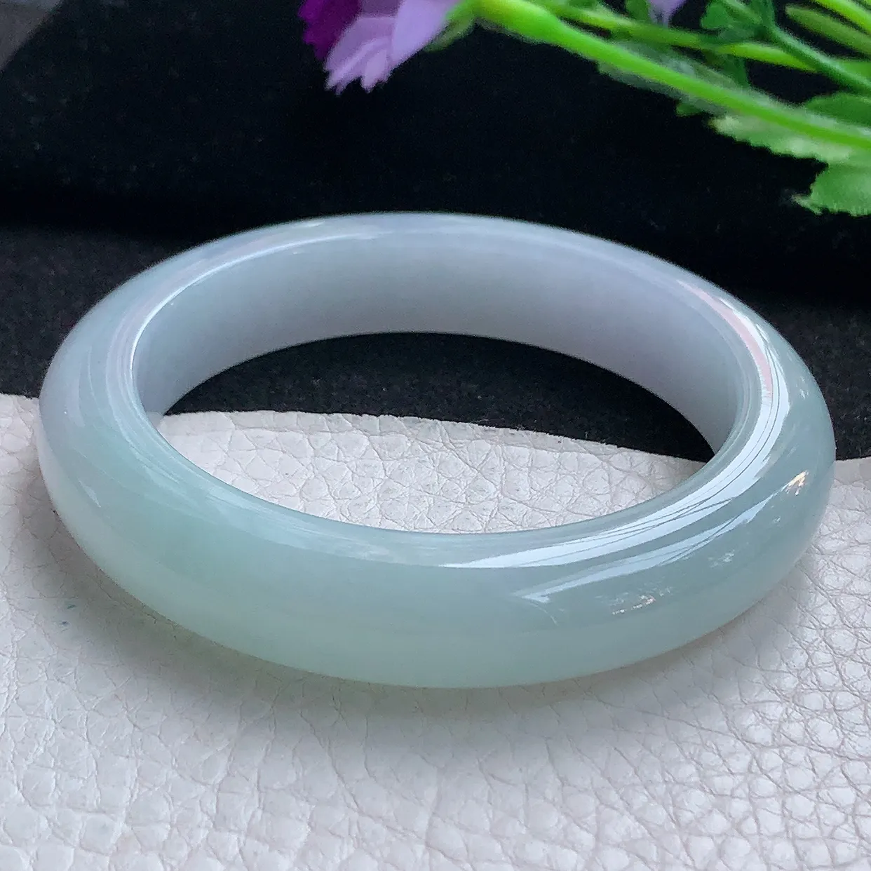 hy自然光56*12.3*9.5平安镯 缅甸翡翠A货玉手镯淡雅清新厚装宽边玉手环