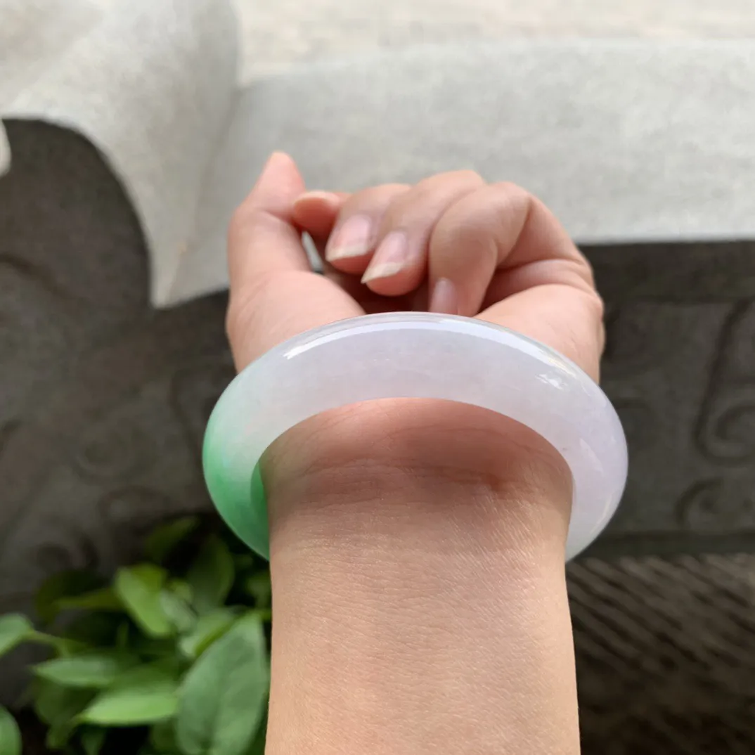 小圈口 53.6-13.4-9.2【飘阳绿正圈手镯】正圈53 54可戴