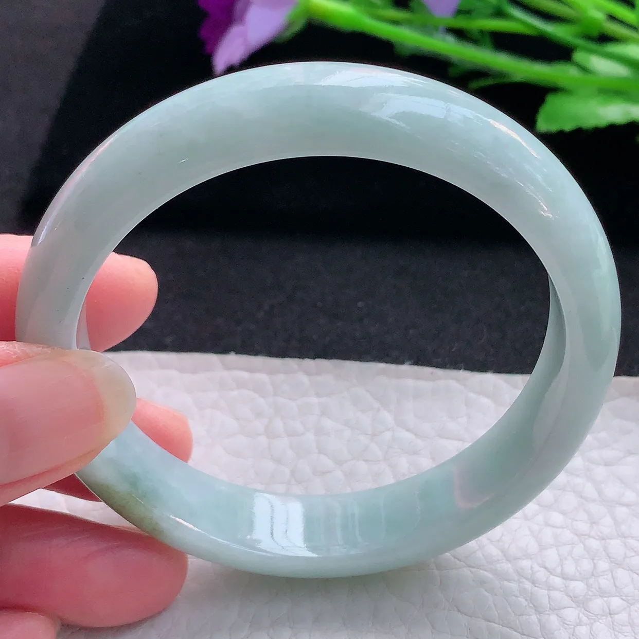 ll自然光56.5*12.5*7.3平安镯 缅甸翡翠A货玉手镯招财清纯宽边玉手环