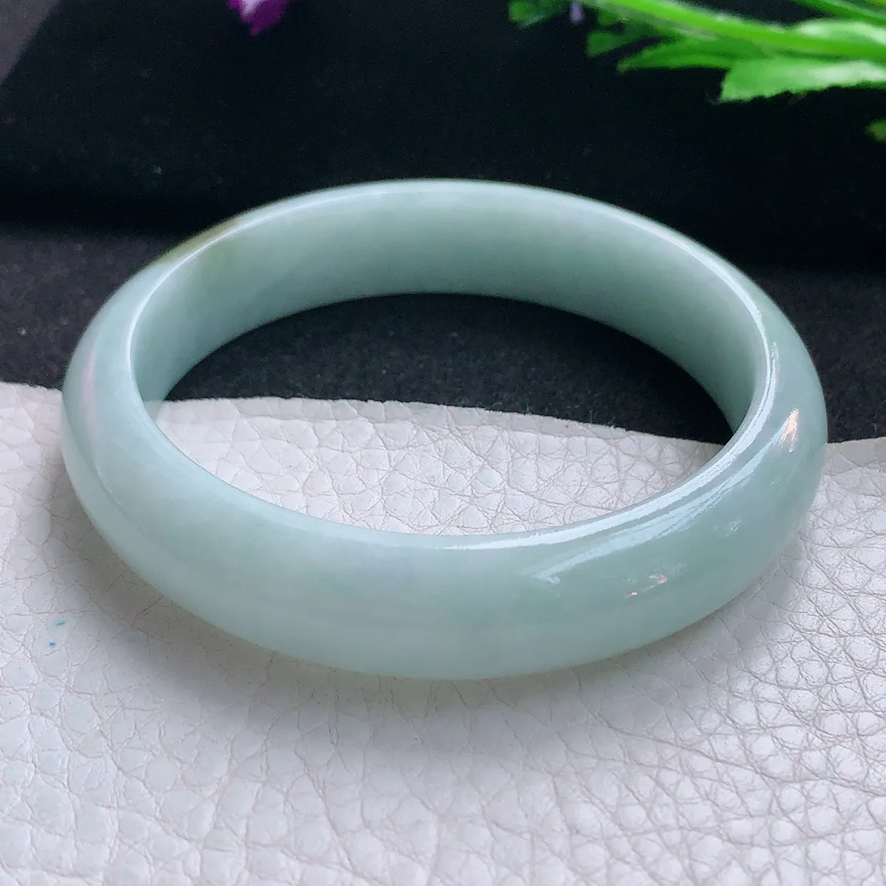 ll自然光56.5*12.5*7.3平安镯 缅甸翡翠A货玉手镯招财清纯宽边玉手环