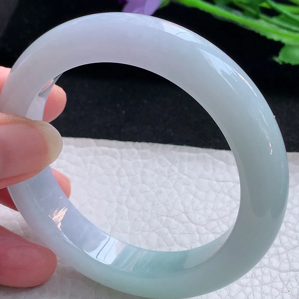 hy自然光56*12.3*9.5平安镯 缅甸翡翠A货玉手镯淡雅清新厚装宽边玉手环