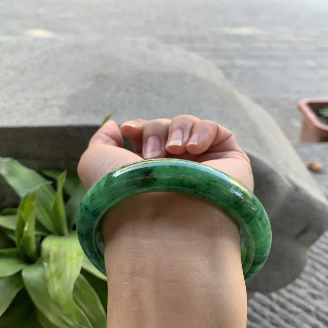 大圈口59.6-11.9-9.9 【满辣绿正圈手镯】正圈59 60可戴