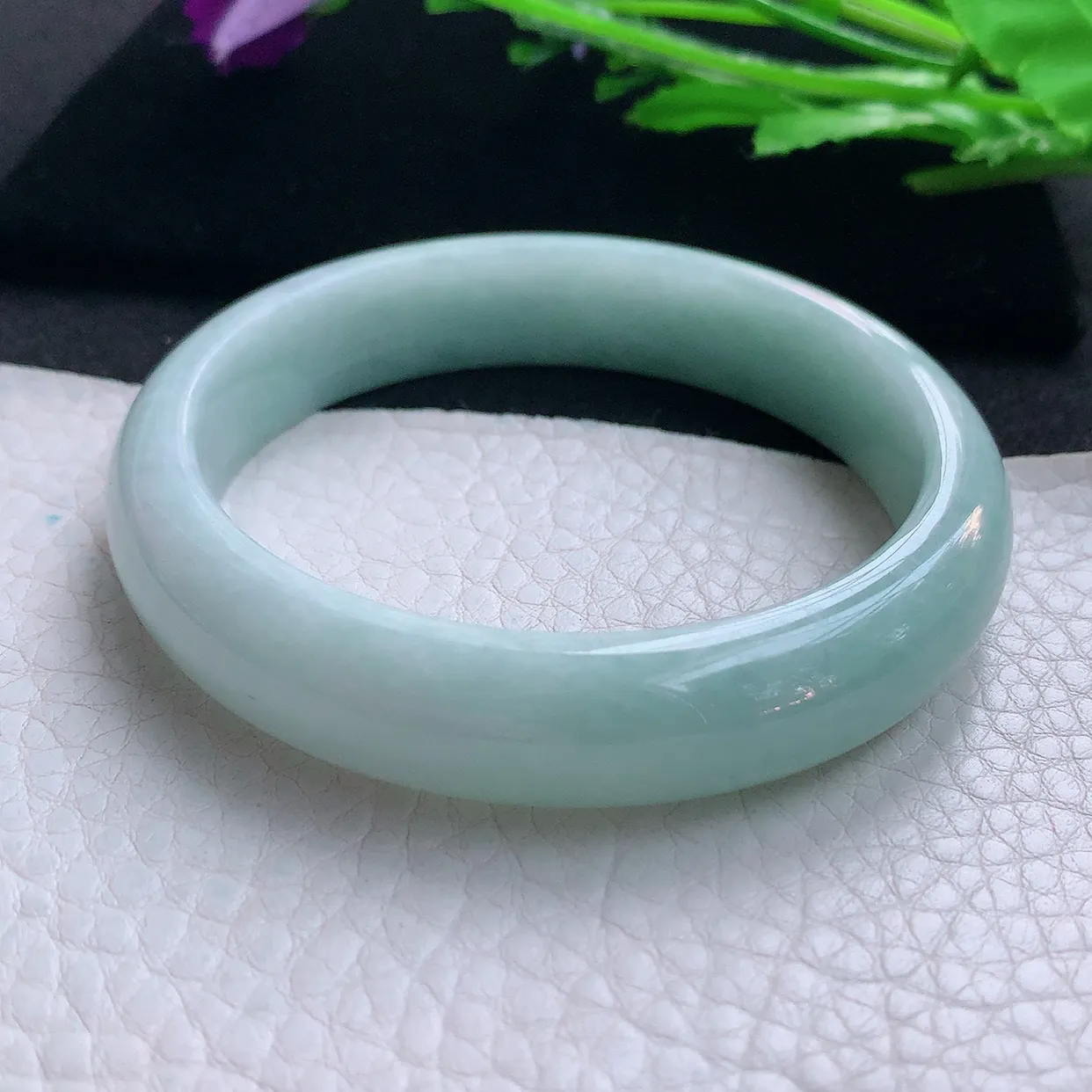 ll自然光57.8*13*7.8平安镯 缅甸翡翠A货玉手镯湖水绿宽边玉手环