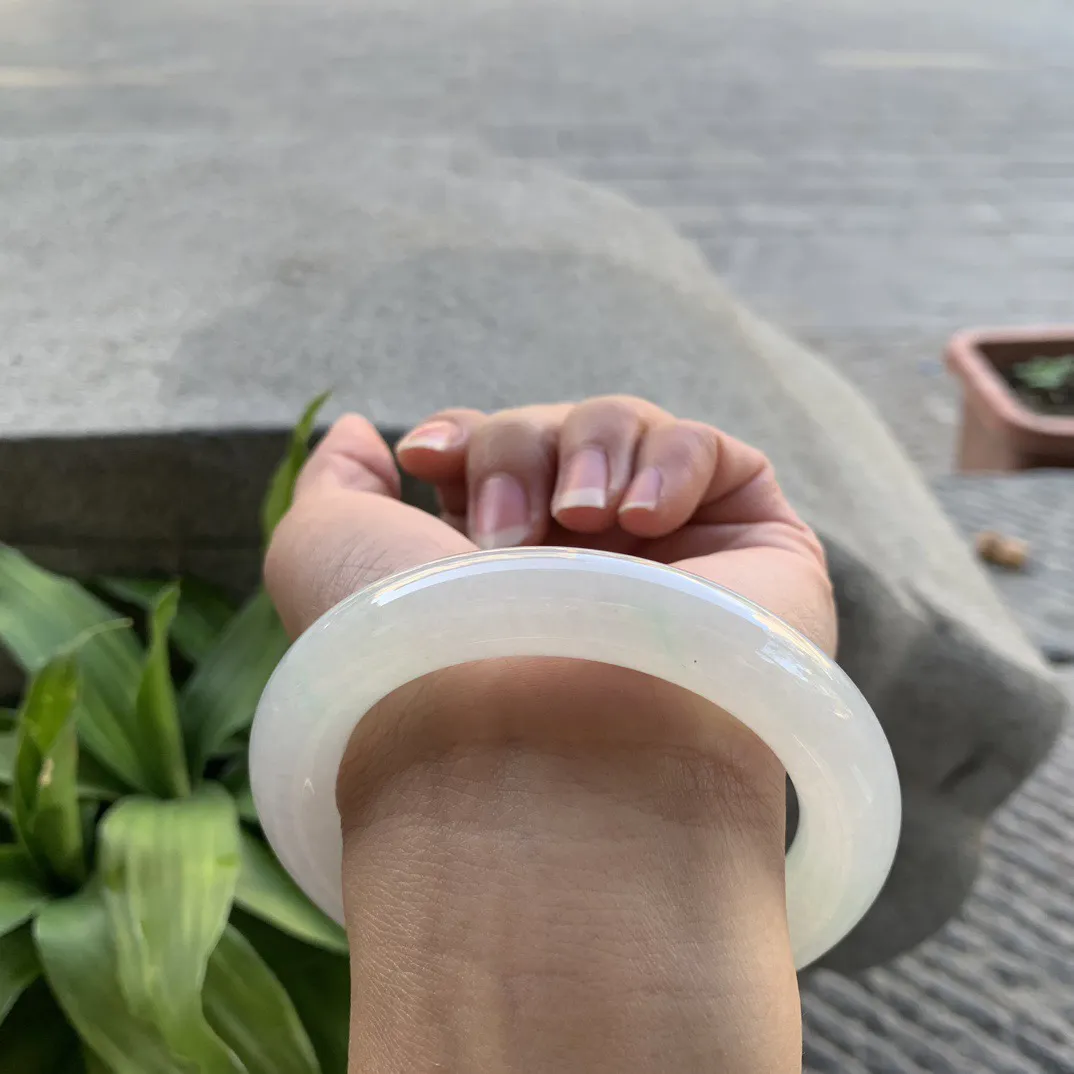 圈口 57-11.6【冰飘绿圆条手镯】圆条57 58可戴