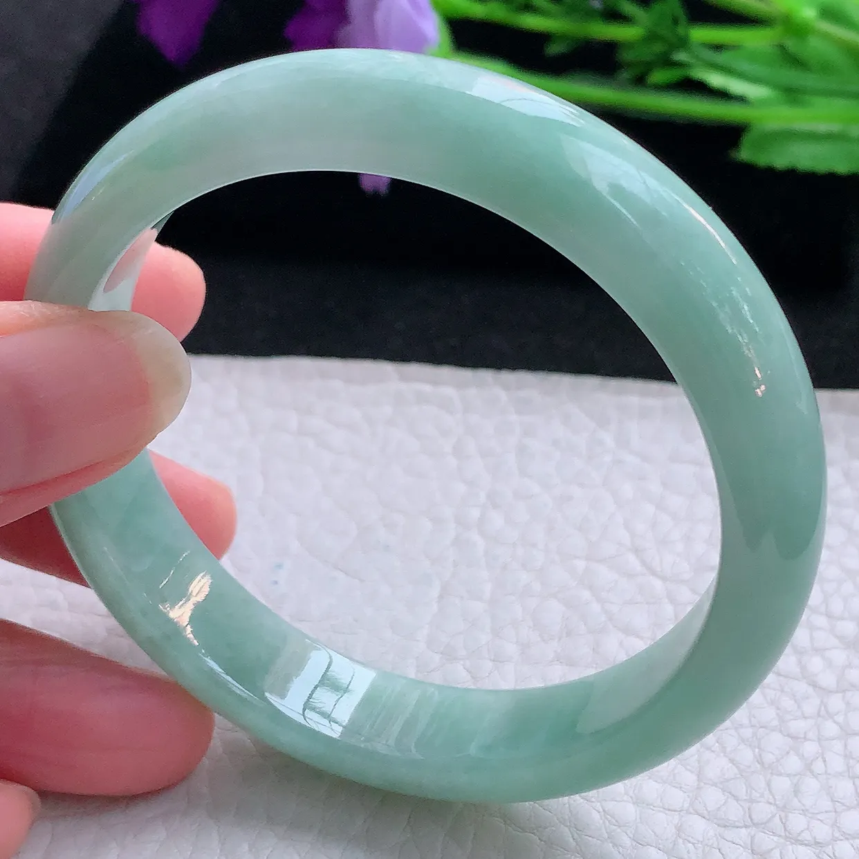 nr自然光58*12.5*7.5平安镯 缅甸翡翠A货玉手镯水绿宽边玉手环