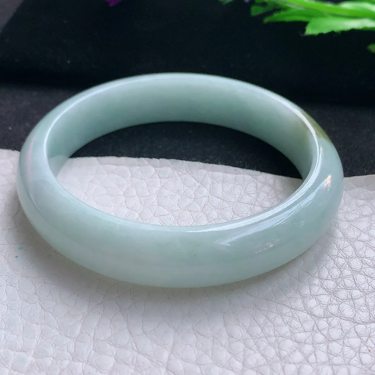 ll自然光56.5*12.5*7.3平安镯 缅甸翡翠A货玉手镯招财清纯宽边玉手环