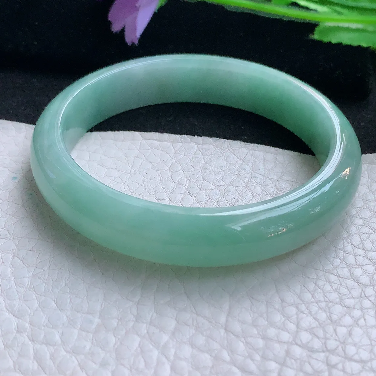 nr自然光58*12.5*7.5平安镯 缅甸翡翠A货玉手镯水绿宽边玉手环