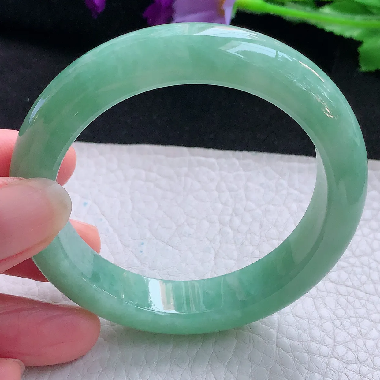 nr自然光54*12.5*9平安镯 缅甸翡翠A货玉手镯满绿水润宽边玉手环