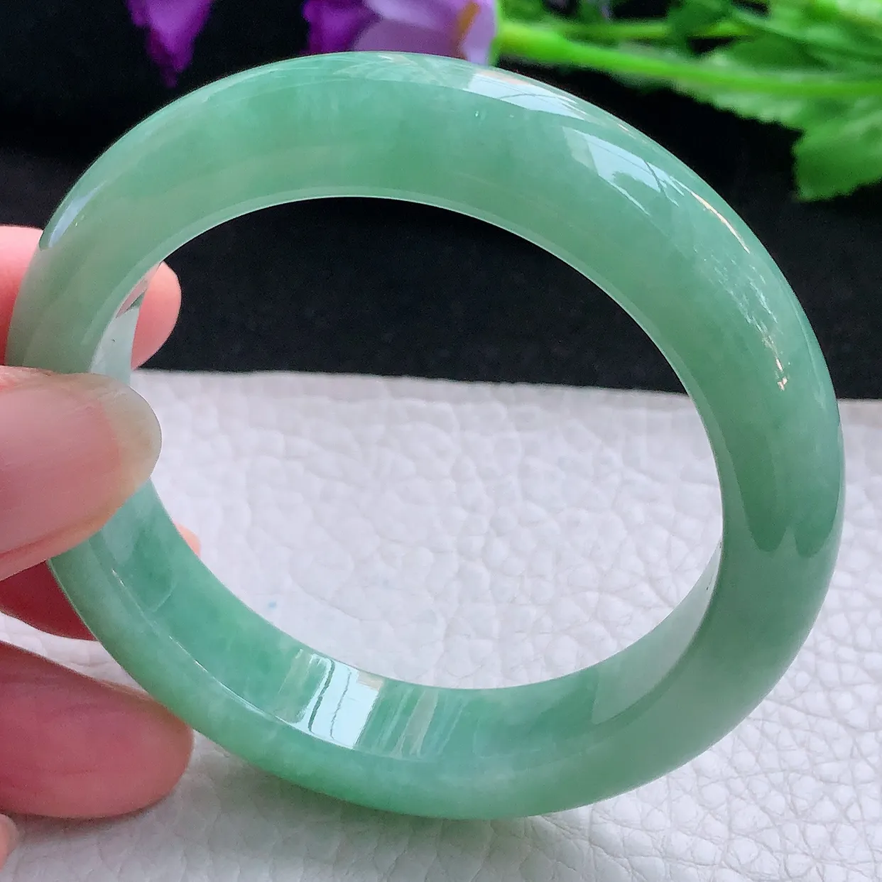 nr自然光54*12.5*9平安镯 缅甸翡翠A货玉手镯满绿水润宽边玉手环