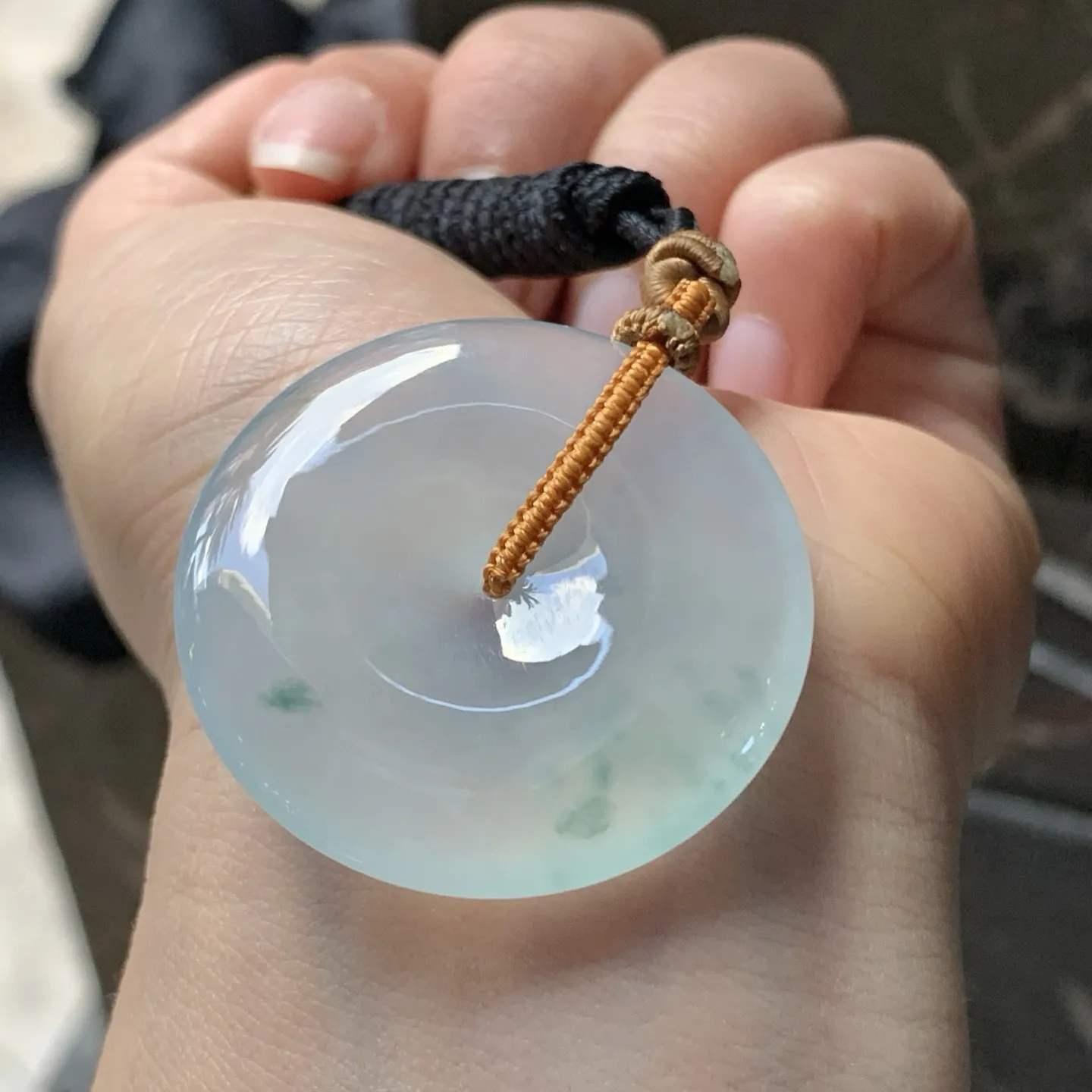 蓝花平安扣^_^玉质温润 细腻