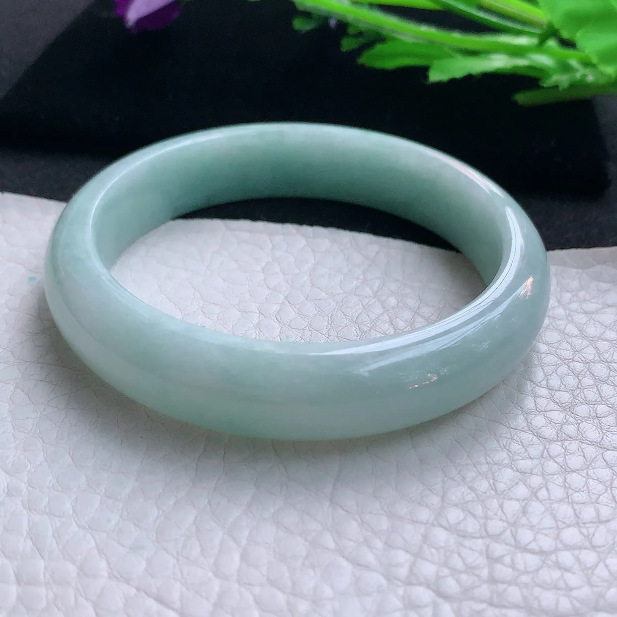 ll自然光57.8*13*7.8平安镯 缅甸翡翠A货玉手镯湖水绿宽边玉手环