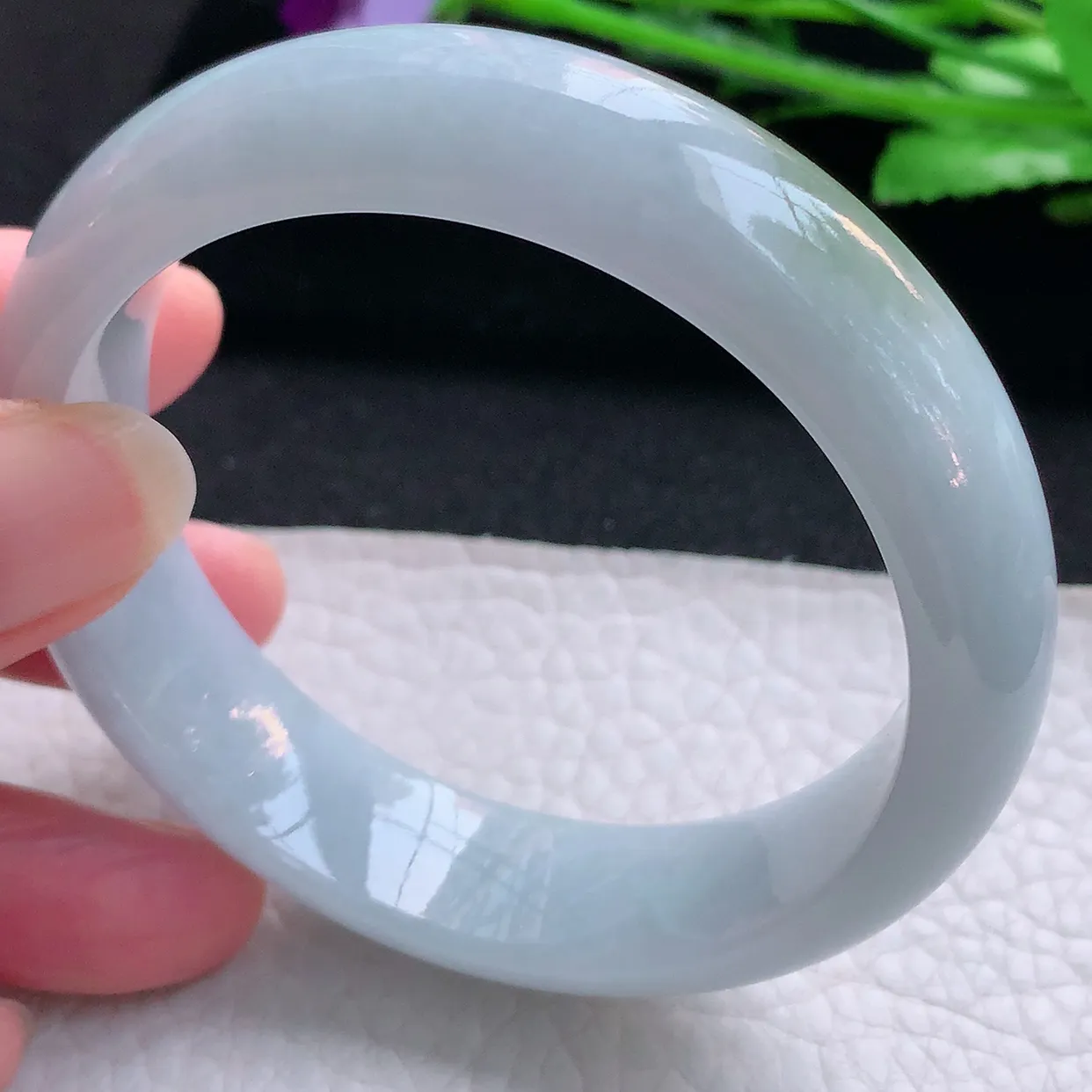 ll自然光56.5*14.8*8.2平安镯 缅甸翡翠A货玉手镯飘花清秀宽边玉手环