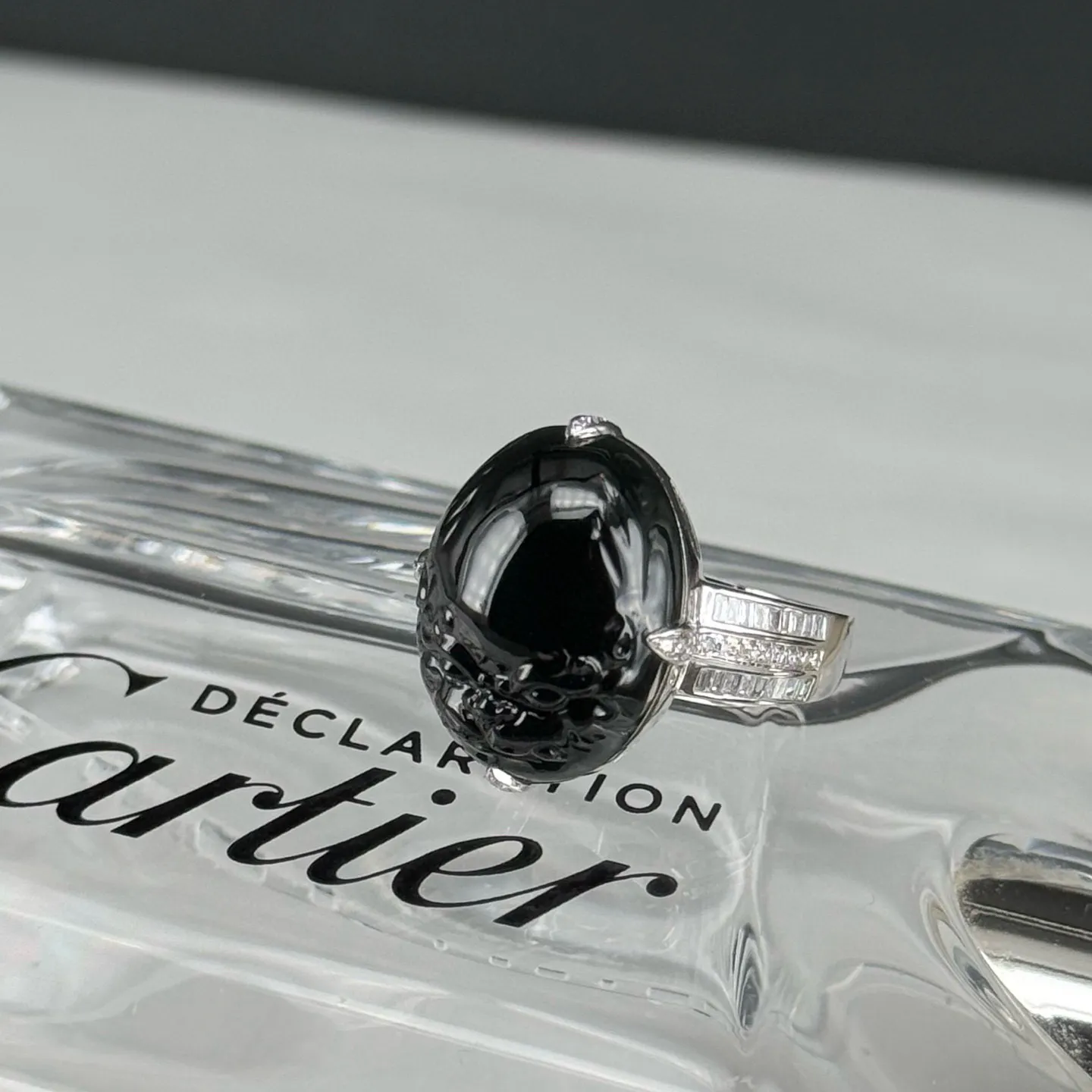 精品18k墨翠貔貅戒指 种好色正 黑度极好 打灯通透 油性十足 尺寸18.9