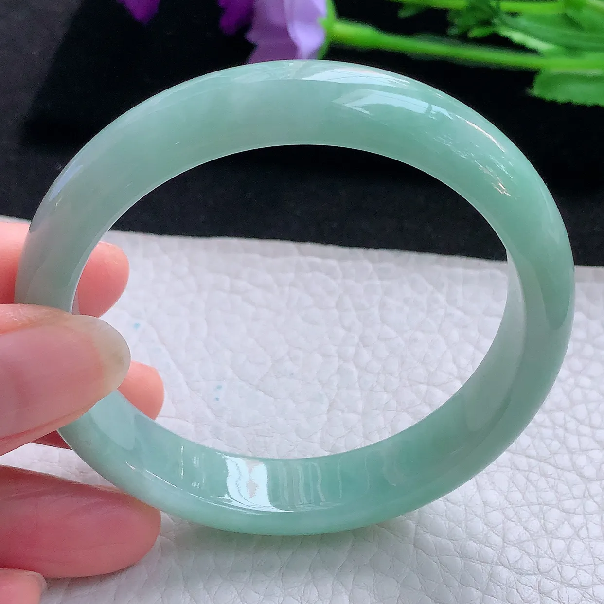 nr自然光58*12.5*7.5平安镯 缅甸翡翠A货玉手镯水绿宽边玉手环