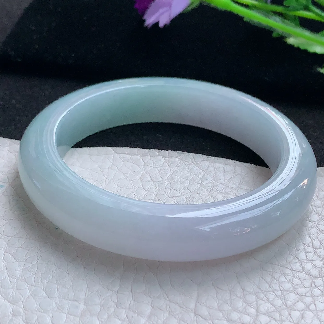 hy自然光56*12.3*9.5平安镯 缅甸翡翠A货玉手镯淡雅清新厚装宽边玉手环