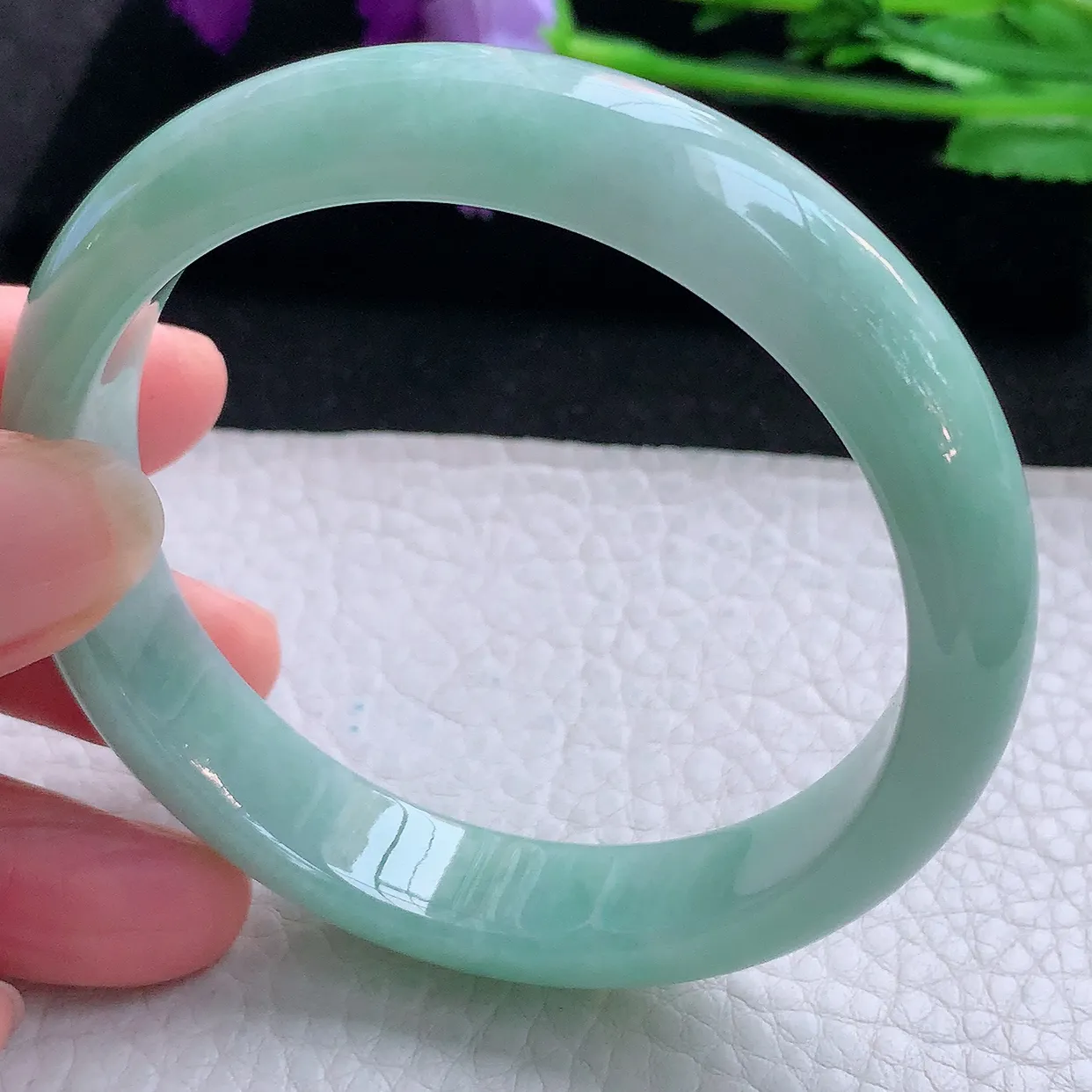 nr自然光58*12.5*7.5平安镯 缅甸翡翠A货玉手镯水绿宽边玉手环