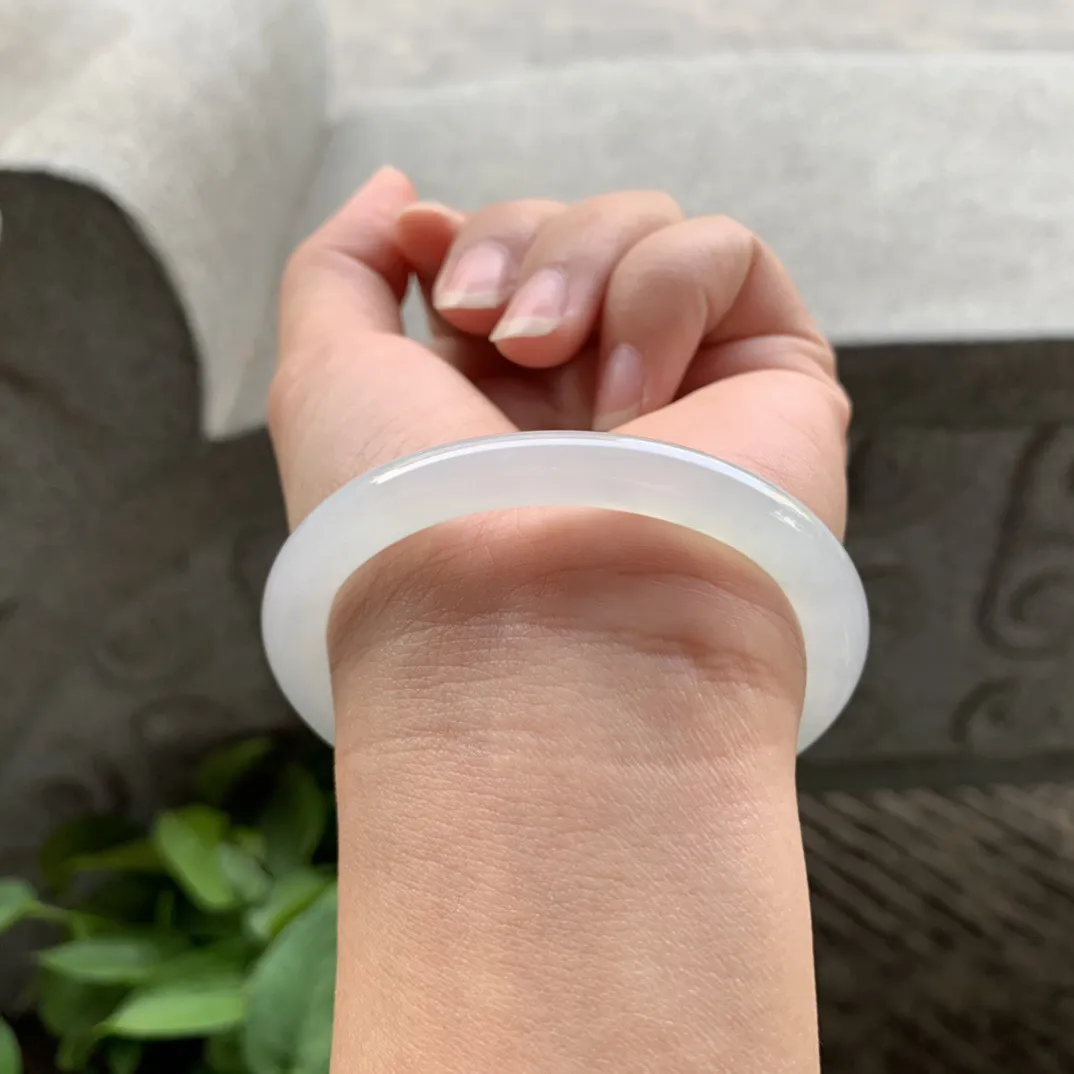 小圈口 53.3-45.8-7.1【冰种白贵妃圆条手镯】贵妃53 54可戴