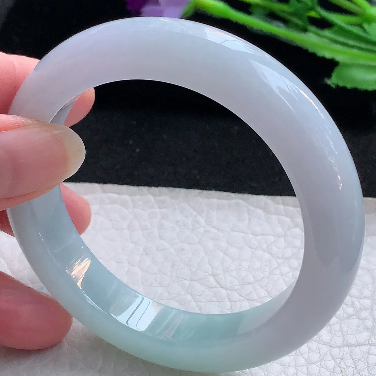 hy自然光56*12.3*9.5平安镯 缅甸翡翠A货玉手镯淡雅清新厚装宽边玉手环