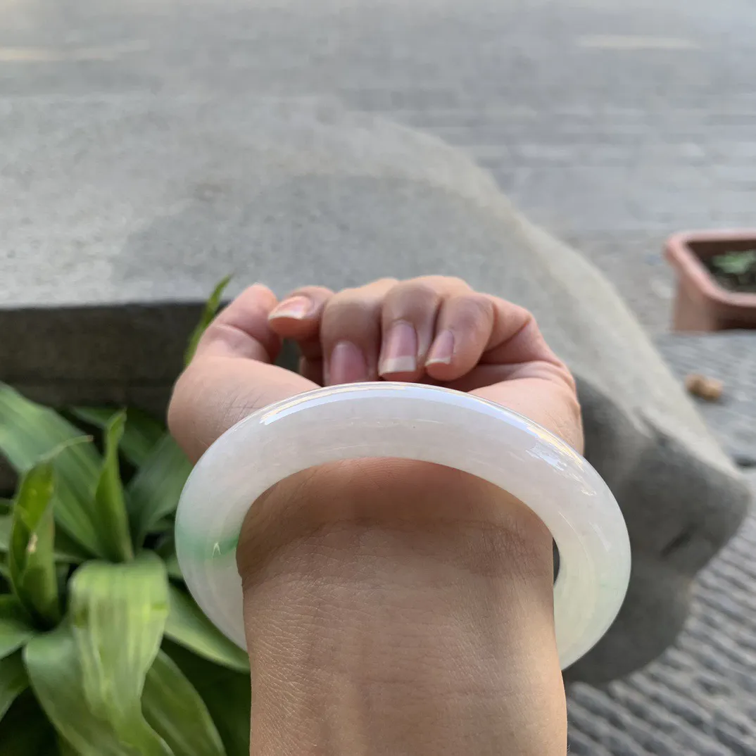 圈口 57-11.6【冰飘绿圆条手镯】圆条57 58可戴