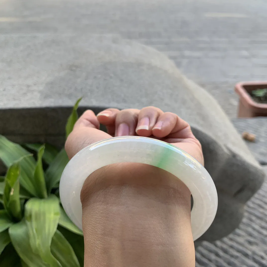 圈口 57-11.6【冰飘绿圆条手镯】圆条57 58可戴