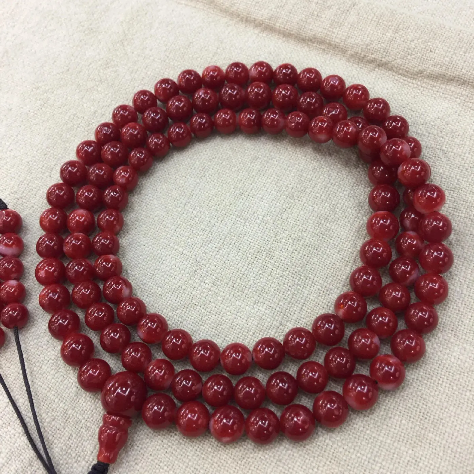 【天然日本阿卡牛血红珊瑚7mm圆珠108粒佛珠链】项链手链两用款！️遇不可求！日本产地，阿卡材料，