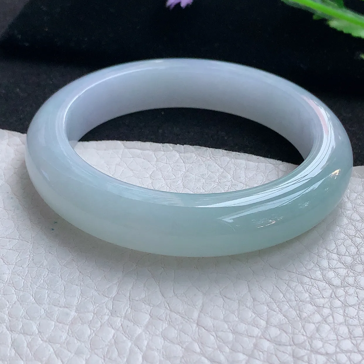 hy自然光56*12.3*9.5平安镯 缅甸翡翠A货玉手镯淡雅清新厚装宽边玉手环