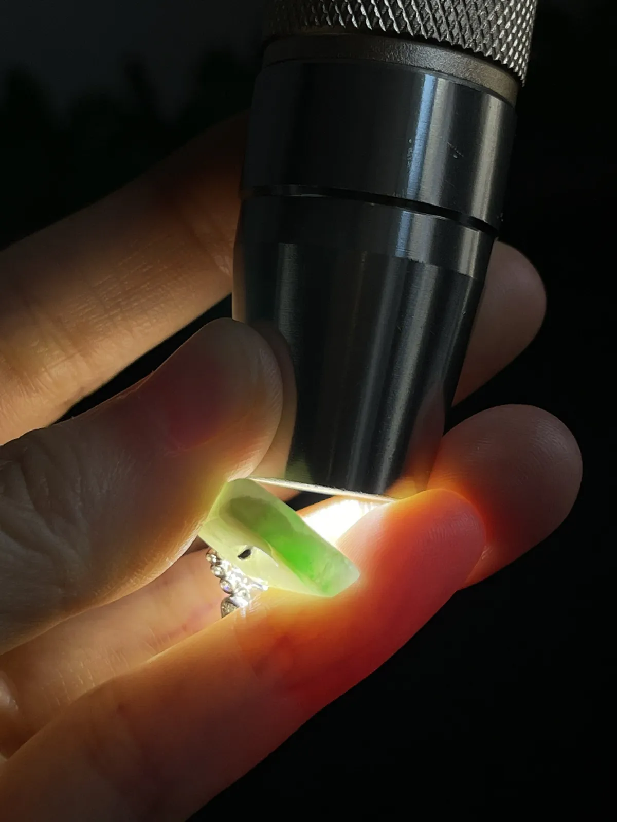 翡翠耳坠，印记：G18K,伴钻石