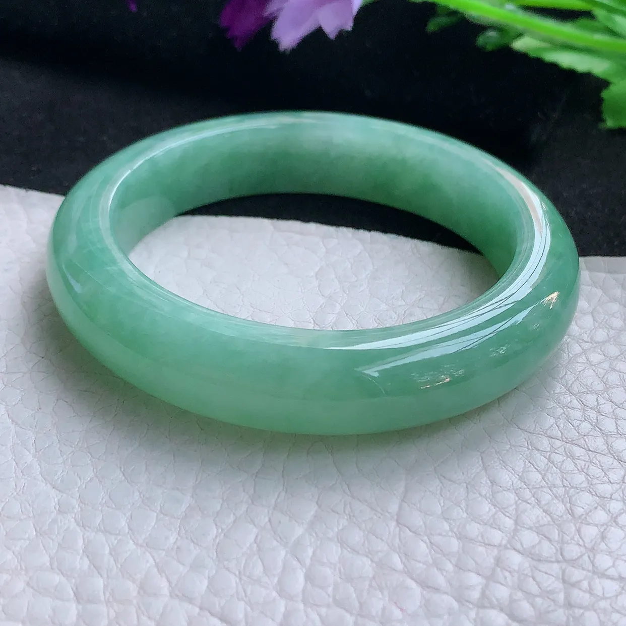 nr自然光54*12.5*9平安镯 缅甸翡翠A货玉手镯满绿水润宽边玉手环