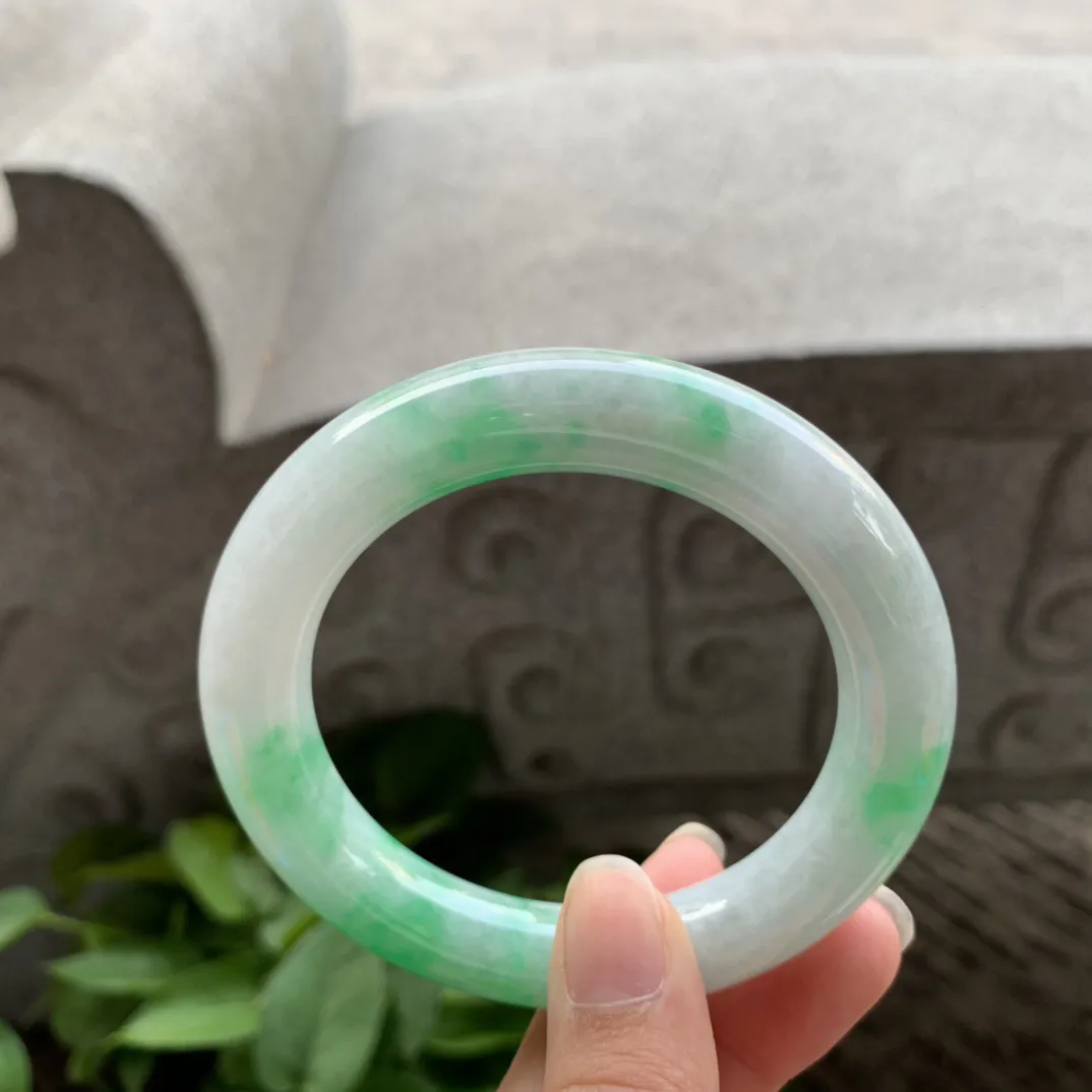 圈口 55-11.7【飘阳绿圆条手镯】圆条55 56可戴